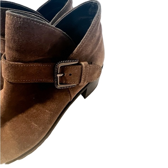 STUART WEITZMAN Brown Suede Buckle Leather Ankle Boots Sz 8 - Picture 2 of 5